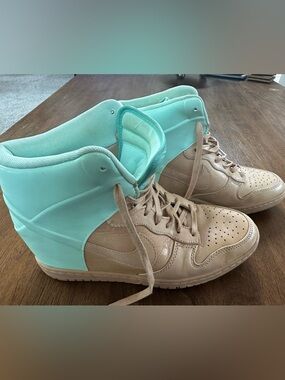 Nike Women’s High-Top Sneakers in Tan and Mint